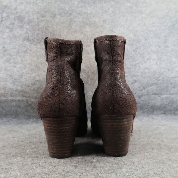 Ash Shoes Womens 40 Bootie Classic Leather Block Heel Pull On Jalouse Distressed - Picture 4 of 14